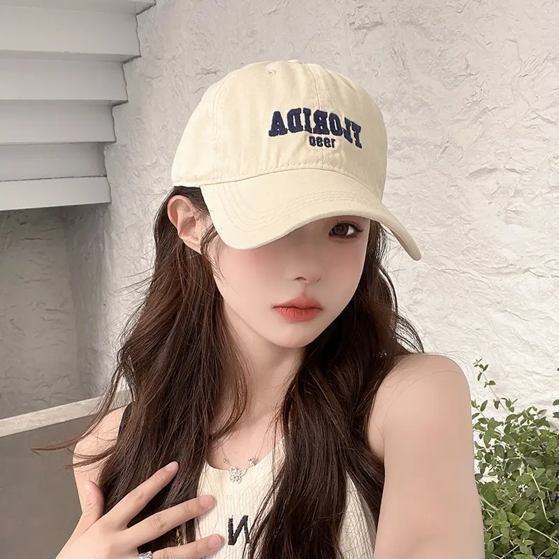 Spring and autumn washed cotton letter embroidery duck hat outdoor travel male sun protection baseball cap