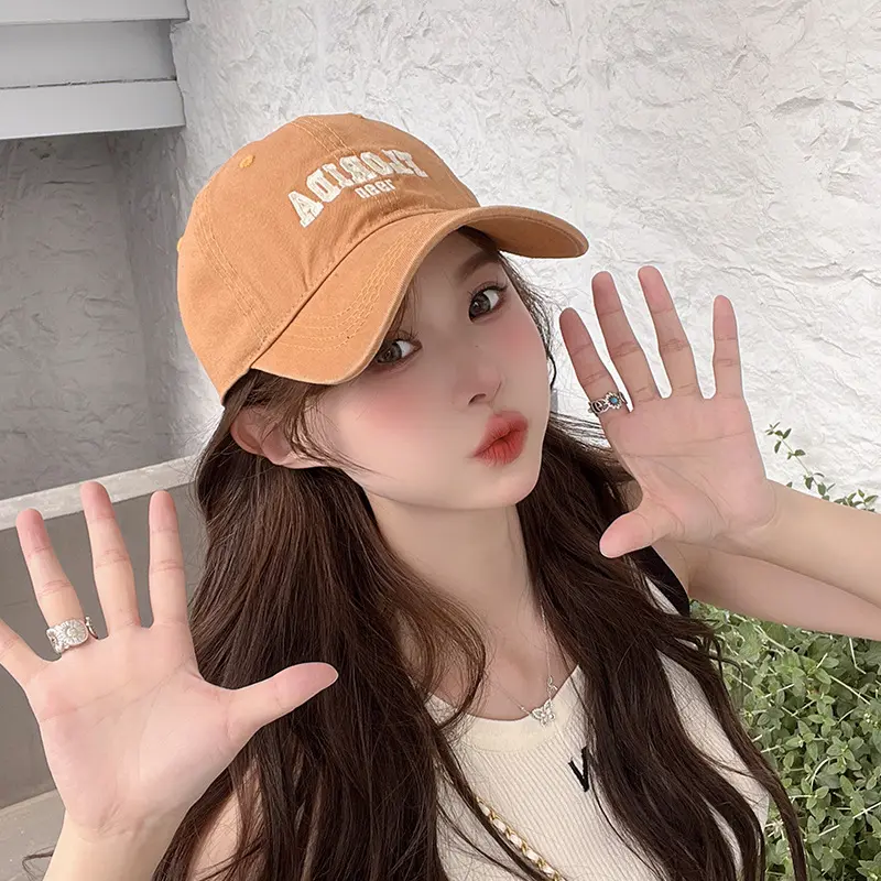 Spring and autumn washed cotton letter embroidery duck hat outdoor travel male sun protection baseball cap