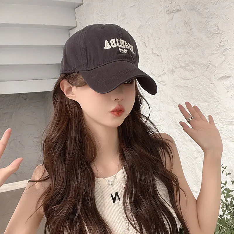 Spring and autumn washed cotton letter embroidery duck hat outdoor travel male sun protection baseball cap