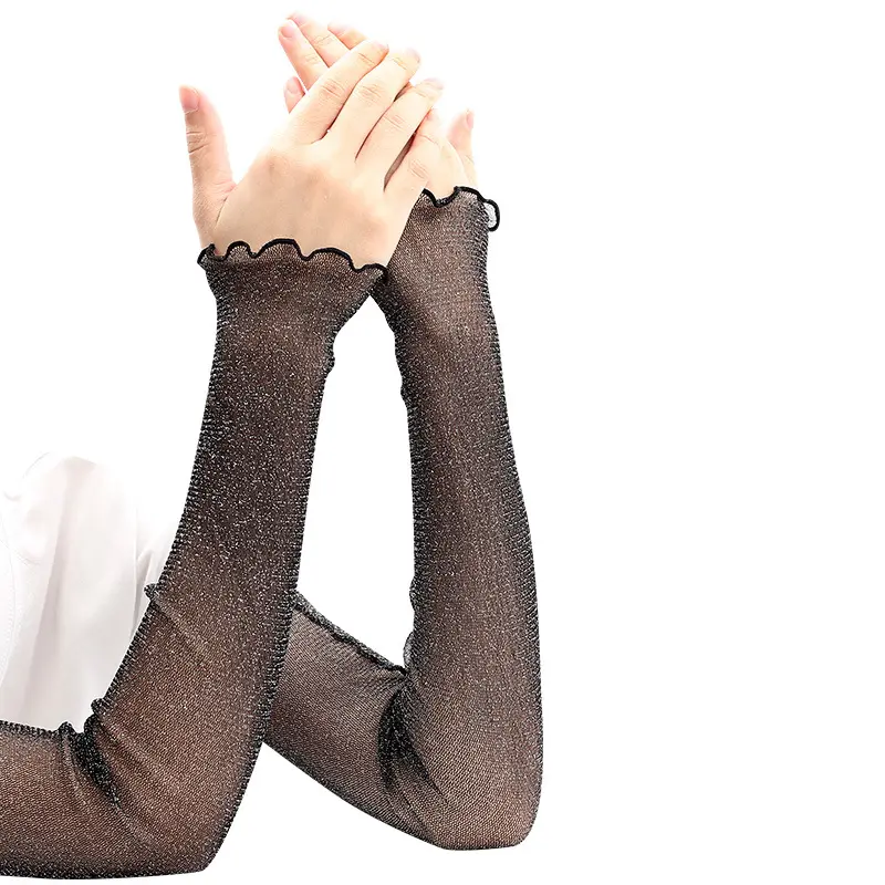 Summer Outdoor Ice Sleeve Mesh Sunscreen Semi-Finger Lace Arm Cover for Outdoor Activities Breathable UV Protection