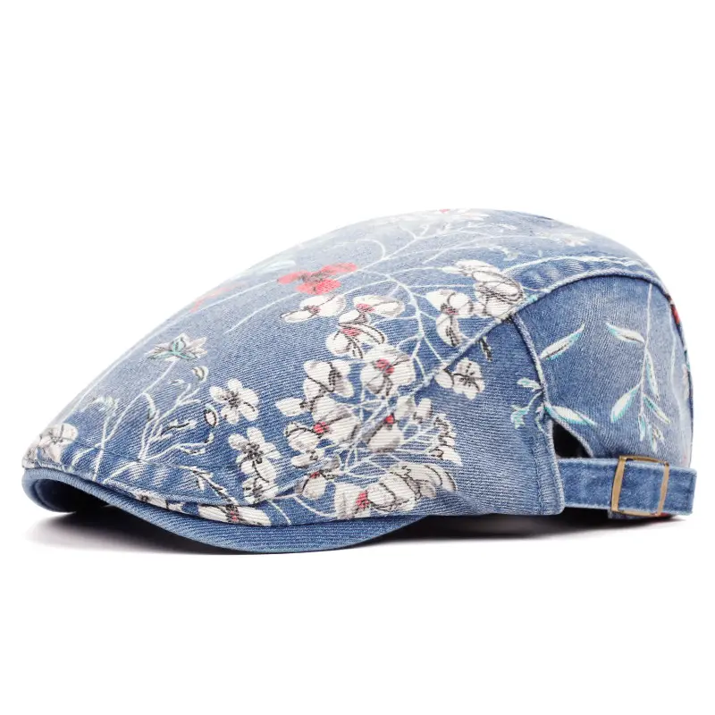 Wholesale Fashion Personalized Street Hip Hop Printed Washed Cowboy Beret Spring and Autumn Pure Cotton Hat