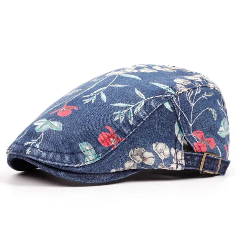 Wholesale Fashion Personalized Street Hip Hop Printed Washed Cowboy Beret Spring and Autumn Pure Cotton Hat
