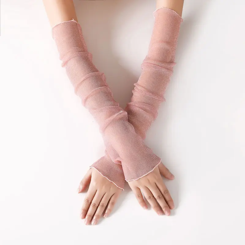 Summer Outdoor Ice Sleeve Mesh Sunscreen Semi-Finger Lace Arm Cover for Outdoor Activities Breathable UV Protection