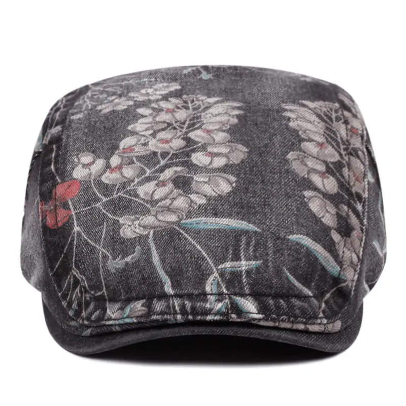 Wholesale Fashion Personalized Street Hip Hop Printed Washed Cowboy Beret Spring and Autumn Pure Cotton Hat