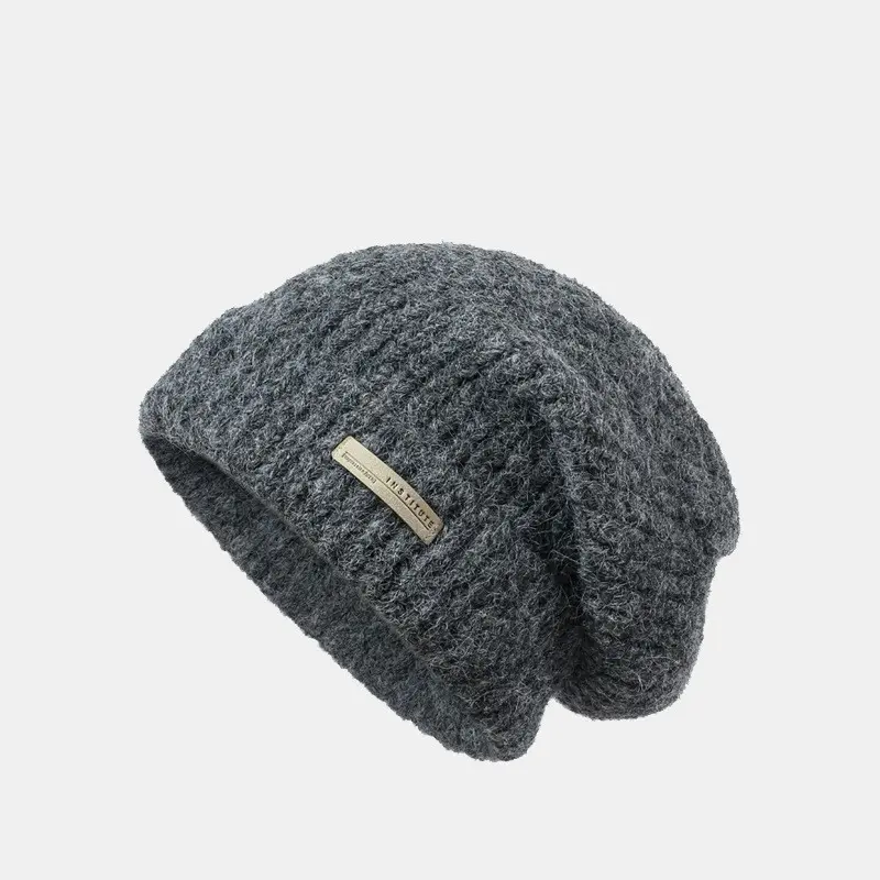 Big head round coarse woolen hat children autumn and winter loose warm pile cold hat big face show face small knitted ear cap