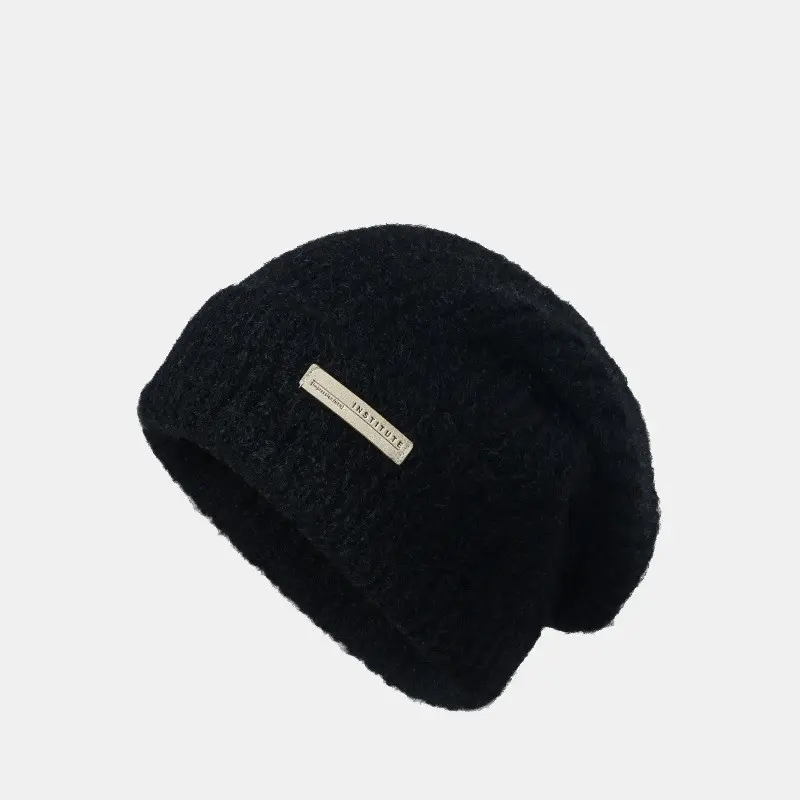 Big head round coarse woolen hat children autumn and winter loose warm pile cold hat big face show face small knitted ear cap