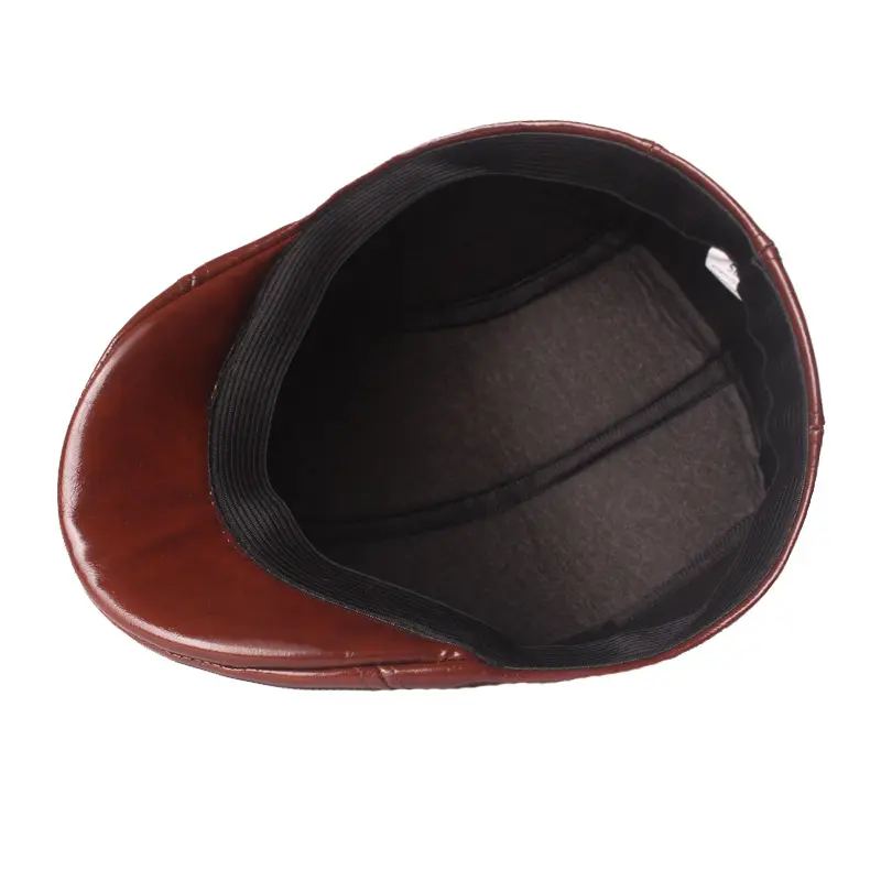 Middle-aged and elderly pu cap old Beret hat autumn and winter warm retro old man hat