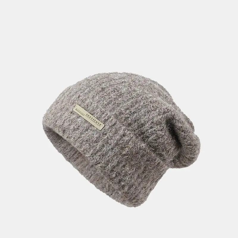 Big head round coarse woolen hat children autumn and winter loose warm pile cold hat big face show face small knitted ear cap