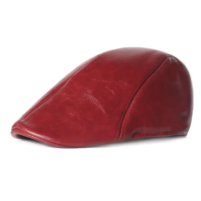 Middle-aged and elderly pu cap old Beret hat autumn and winter warm retro old man hat