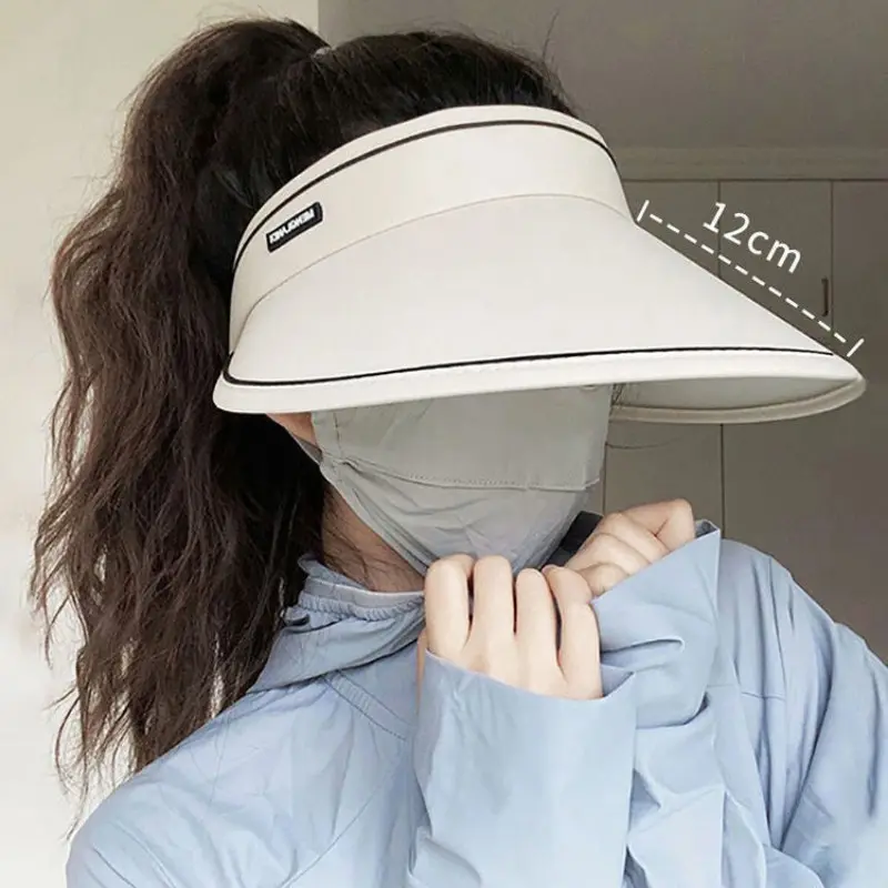 New sun hat can roll large eaves all summer female sun protection hat hollowed out beach cycling sun shade empty top hat