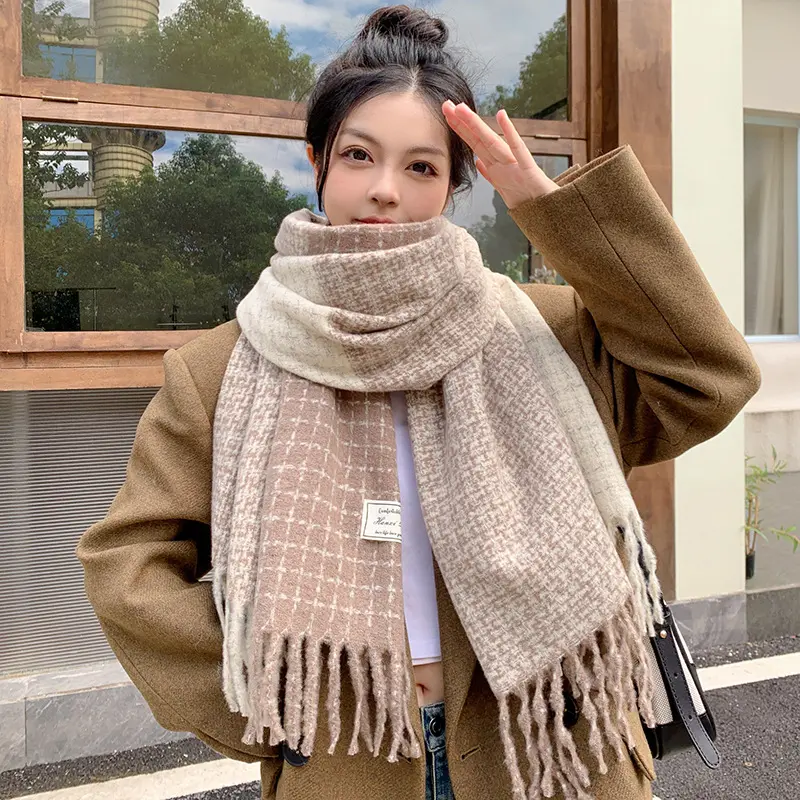 2023 Cashmere Scarf Women Winter Thick Pashmina Warm Shawl Wrap Design Abstract Flower Tassel Blanket Neckerchief Poncho Stoles