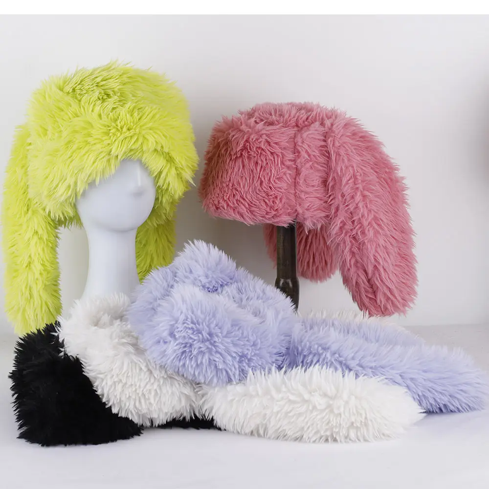 Cute rabbit ears plush hat female winter thick warm personality ear protection hat
