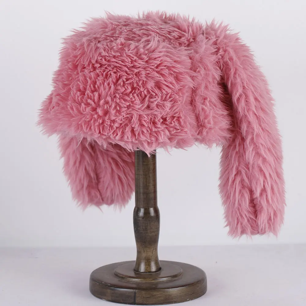 Cute rabbit ears plush hat female winter thick warm personality ear protection hat