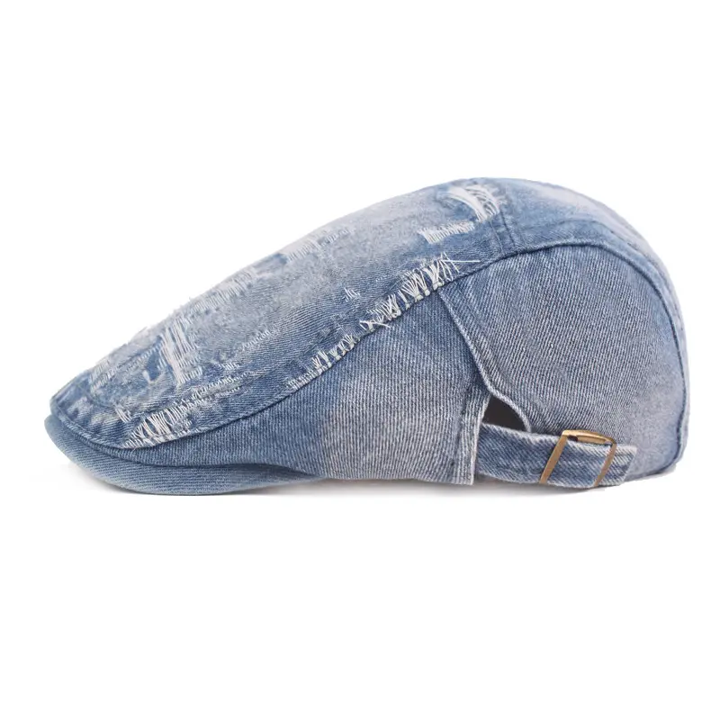 Denim cap Women's front cap ripped beret vintage make old hats men's and women's visor hats