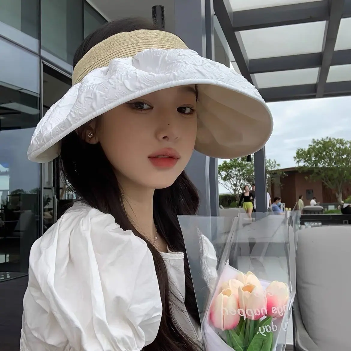 Summer travel sunshade sunblock hat large eaves anti-UV temperament all empty top hat tidal sun hat children's straw hat
