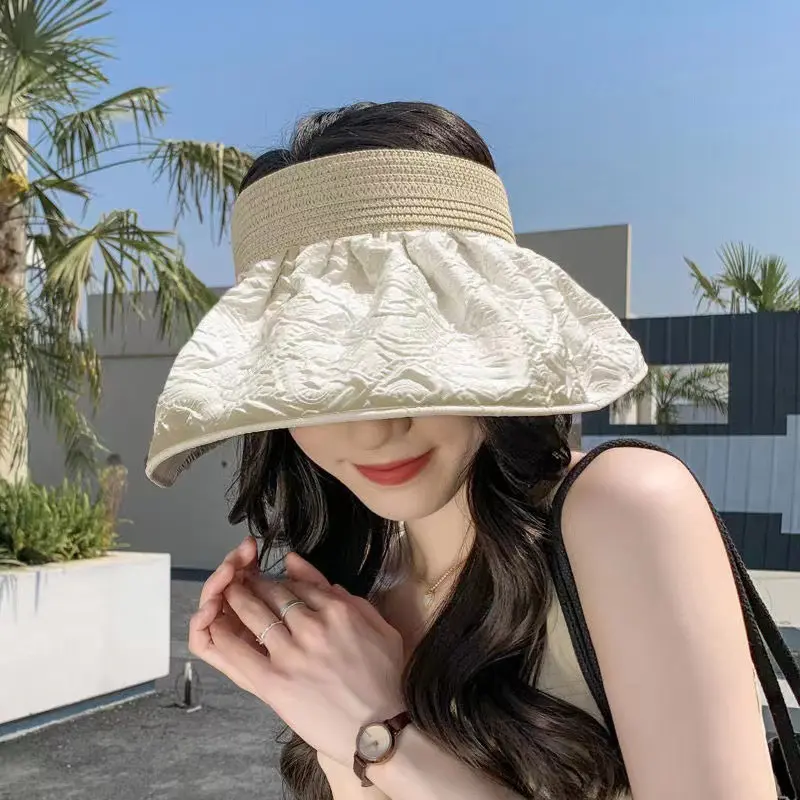 Summer travel sunshade sunblock hat large eaves anti-UV temperament all empty top hat tidal sun hat children's straw hat
