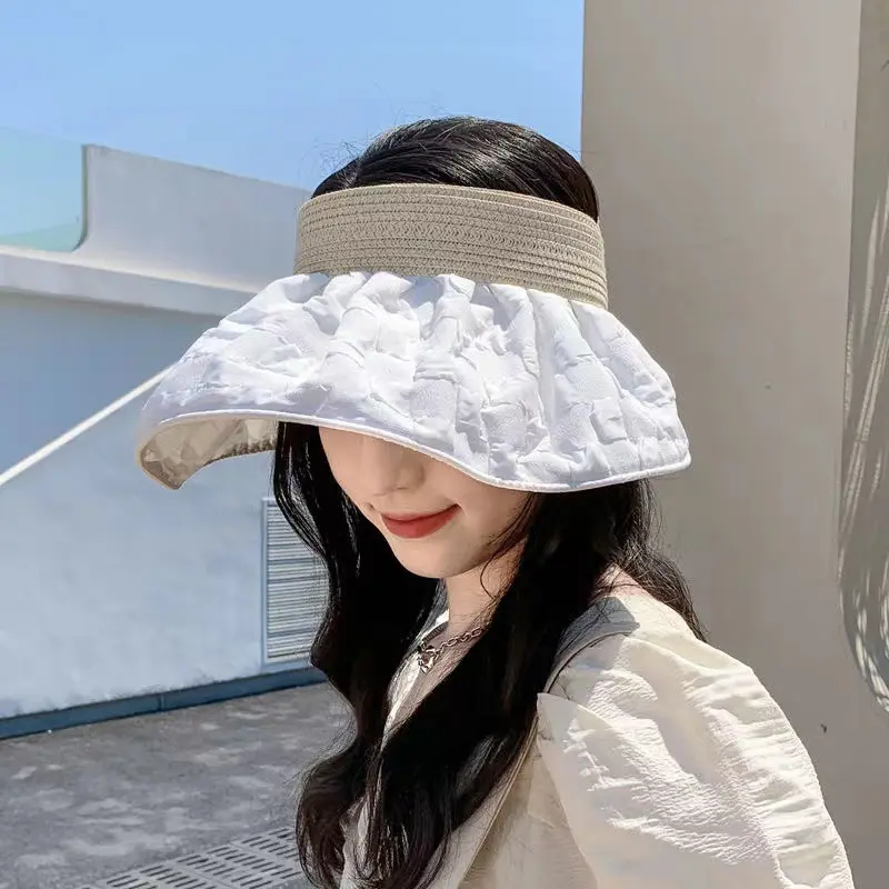 Summer travel sunshade sunblock hat large eaves anti-UV temperament all empty top hat tidal sun hat children's straw hat