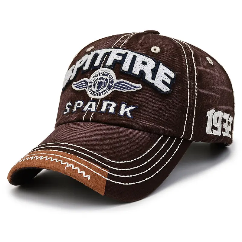 Embroidered letter  SPARK 1932 washed cotton baseball cap women fashion casual cap retro do old visor hat men