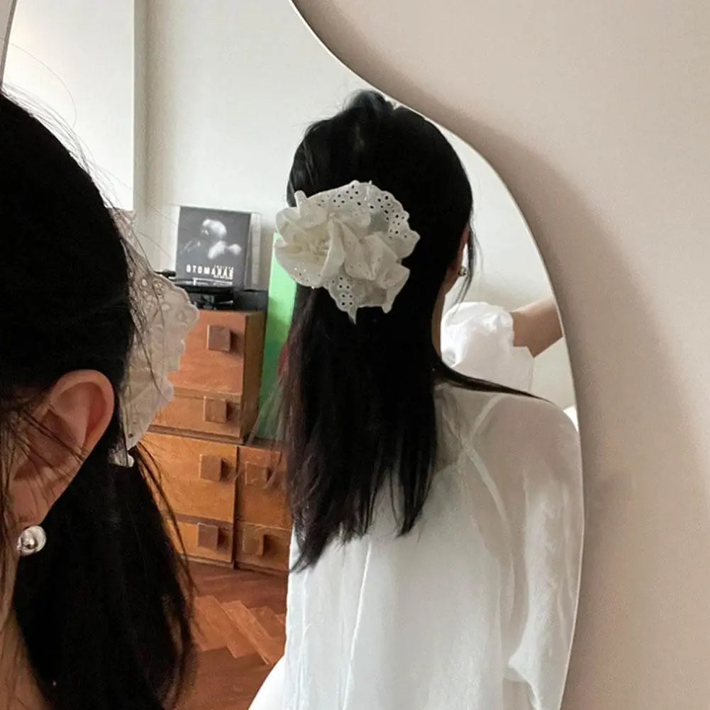 Big Flower Lolita Lace Scrunchies Four Layer Oversized Lace French Hair Rope Ties Hair Accessories Ponytail Holder Hair INS