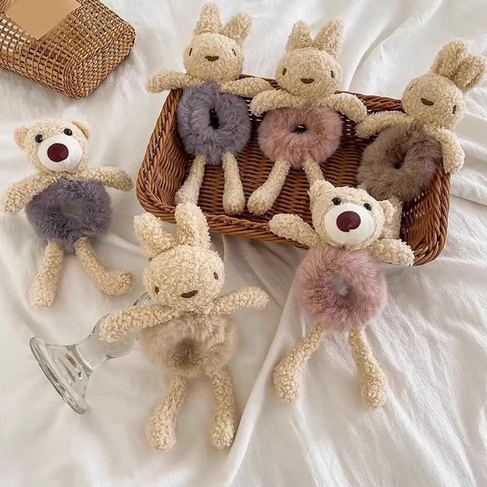 Creative Cartoon Plush HeadBand Hug Bear Head Rope Hair Rope Hair Tie Rabbit Hoop Bear Hair Plush Bear Cute Elastic Pl P4Z5