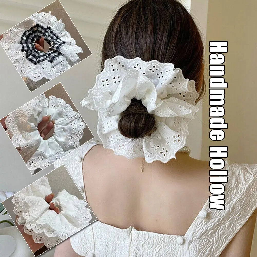 Big Flower Lolita Lace Scrunchies Four Layer Oversized Lace French Hair Rope Ties Hair Accessories Ponytail Holder Hair INS