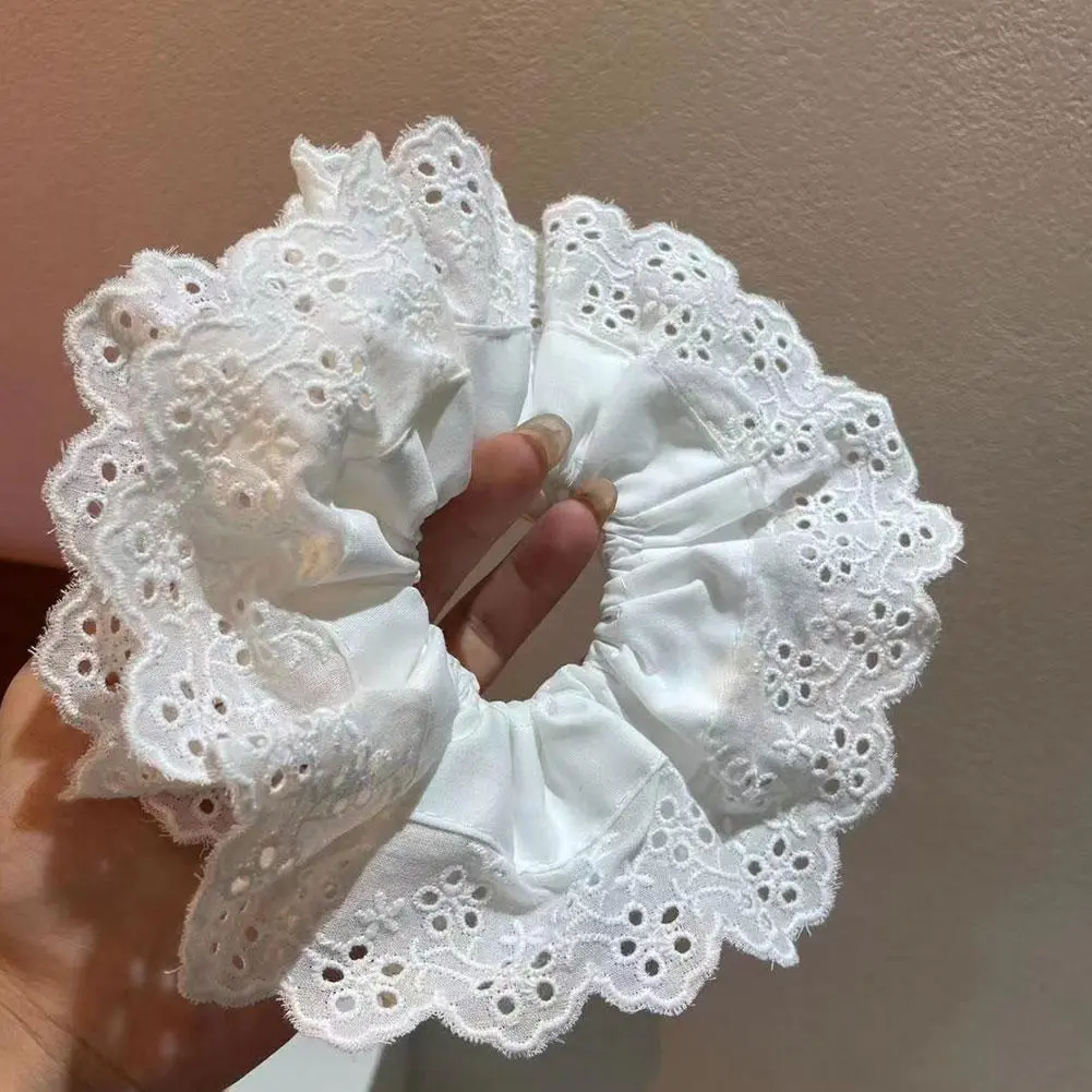 Big Flower Lolita Lace Scrunchies Four Layer Oversized Lace French Hair Rope Ties Hair Accessories Ponytail Holder Hair INS
