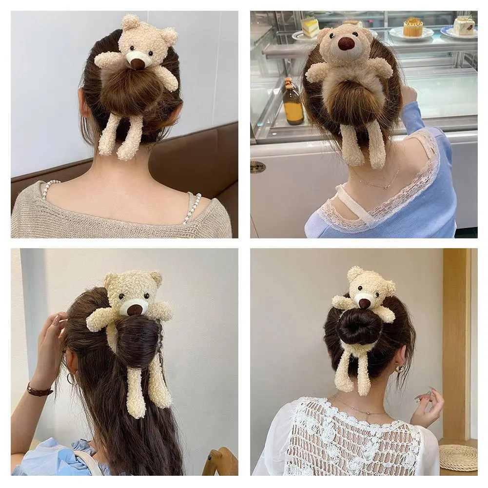 Creative Cartoon Plush HeadBand Hug Bear Head Rope Hair Rope Hair Tie Rabbit Hoop Bear Hair Plush Bear Cute Elastic Pl P4Z5