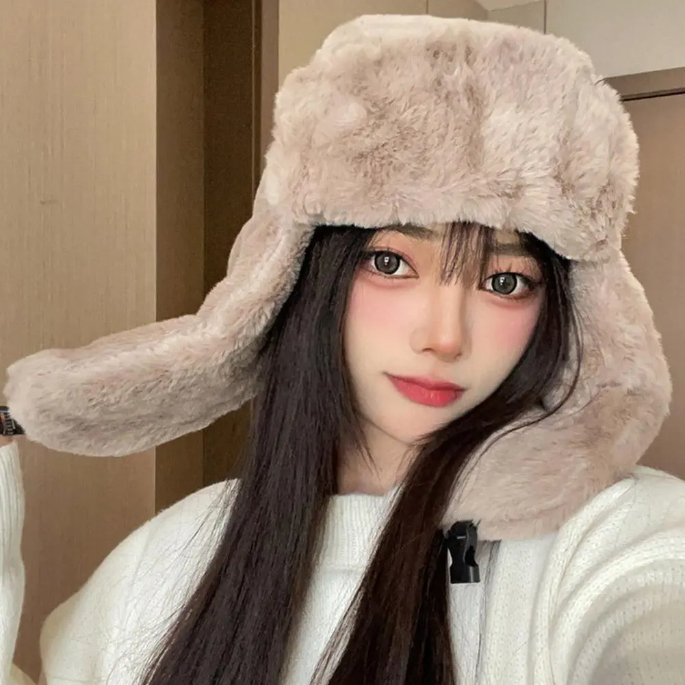 Outdoor Windproof Earflaps Warm Hat Winter Men Women Bomber Hat Russian Trapper Trooper Hat Snow Ski Hat Lei Feng Cap