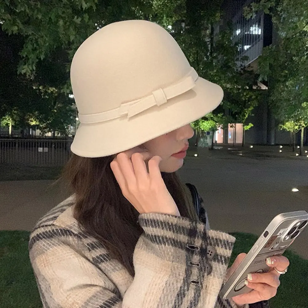 New Winter Autumn Women's Bucket French Retro Top Hat British Style Protection Faux Fur Elegant  Thermal Fisherman Cap