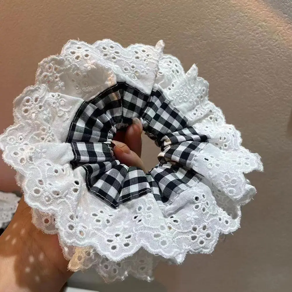 Big Flower Lolita Lace Scrunchies Four Layer Oversized Lace French Hair Rope Ties Hair Accessories Ponytail Holder Hair INS