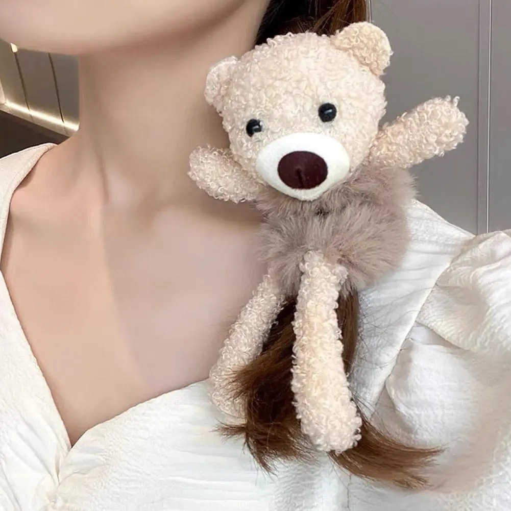Creative Cartoon Plush HeadBand Hug Bear Head Rope Hair Rope Hair Tie Rabbit Hoop Bear Hair Plush Bear Cute Elastic Pl P4Z5
