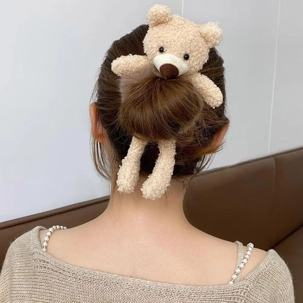 Creative Cartoon Plush HeadBand Hug Bear Head Rope Hair Rope Hair Tie Rabbit Hoop Bear Hair Plush Bear Cute Elastic Pl P4Z5