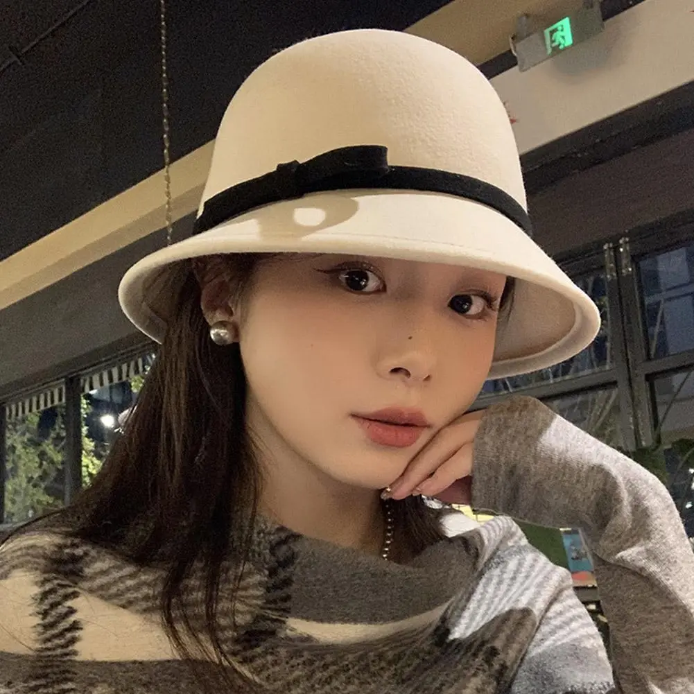 New Winter Autumn Women's Bucket French Retro Top Hat British Style Protection Faux Fur Elegant  Thermal Fisherman Cap