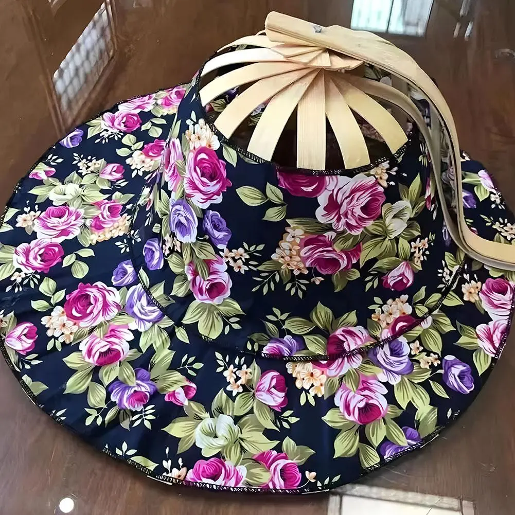 New Summer Outdoor Sports Beach Sun Shading Fashion Bamboo Fan Hat Foldable Bamboo Multifunctional Tourism Fan Hat Decoration
