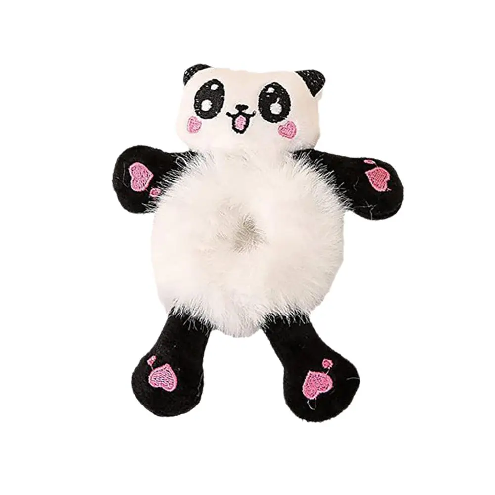 Cartoon Plush Hair Bands Elastic Hair Accessories with Rabbit Toy Yellow Cow Little Duck Animal Panda Designs Scrunchies M0A2