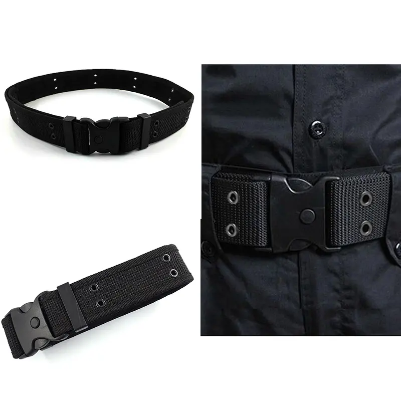 A Men's Tactical Outer Belt Made of Nylon Material, with a Metal Fixing and Adjuster Buckle, Suitable for Outdoor Sports