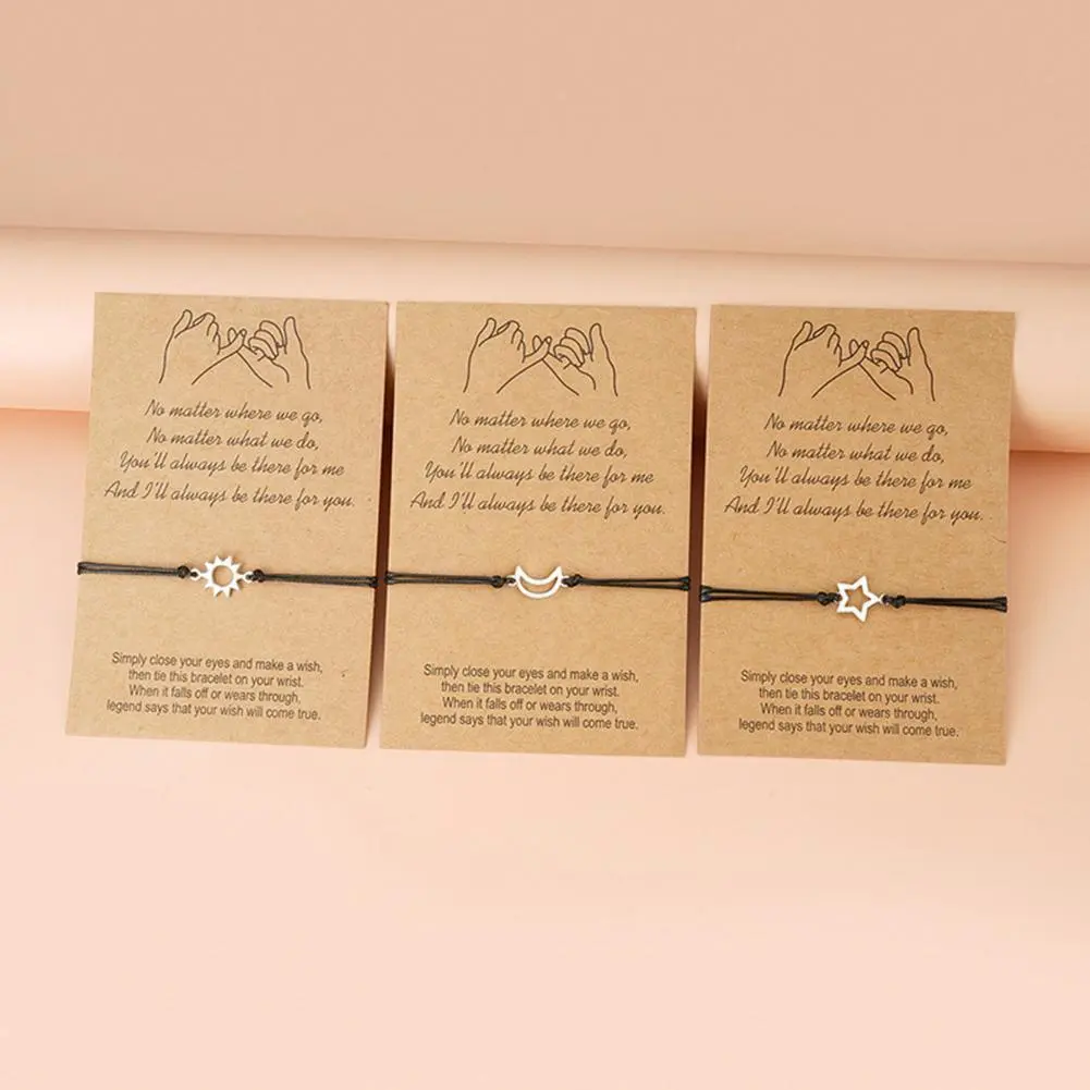 3 Pieces/set Friendship Card Bracelets Long Distance Relationship Promise Bracelet Party Birthday Gift for Best Friends Sisters