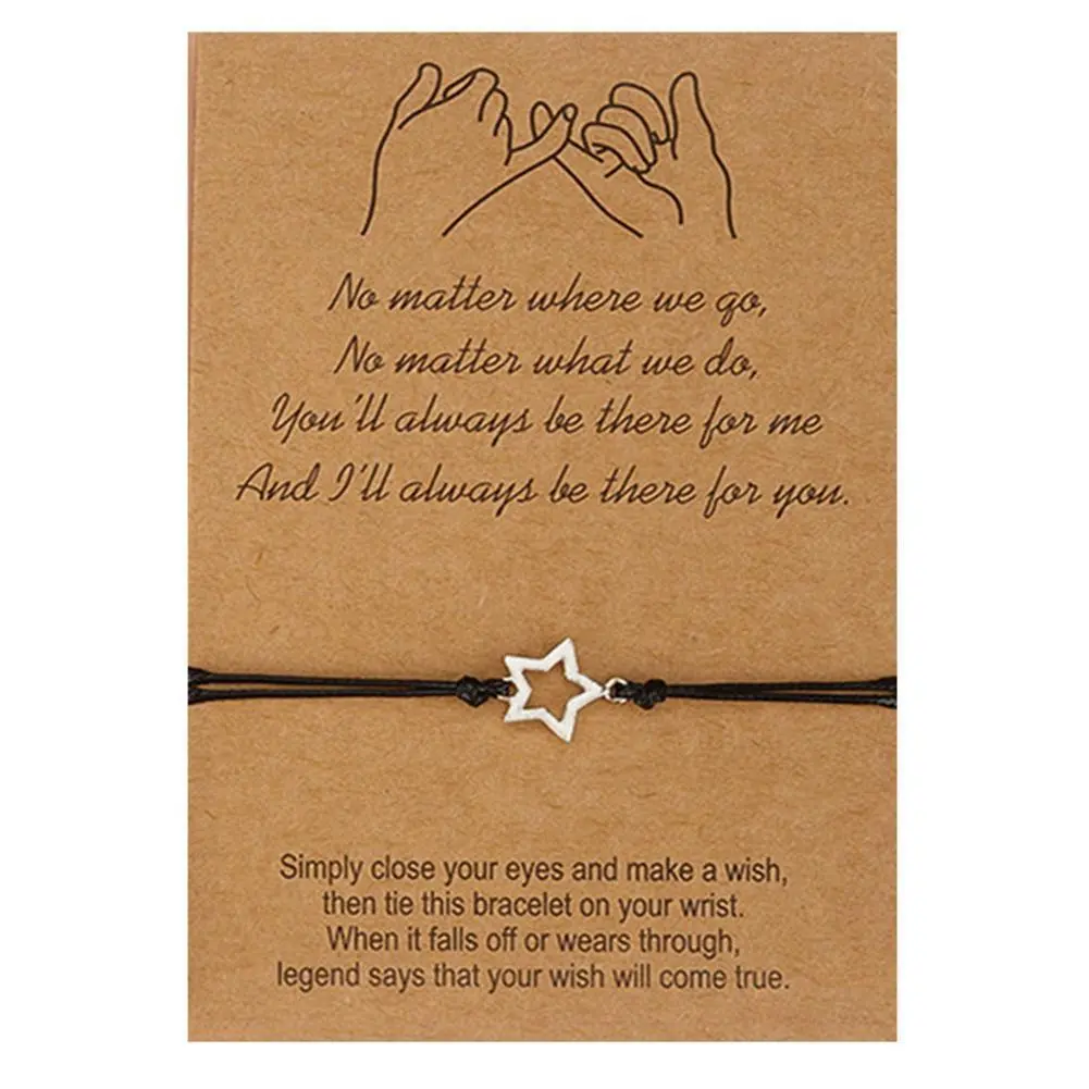 3 Pieces/set Friendship Card Bracelets Long Distance Relationship Promise Bracelet Party Birthday Gift for Best Friends Sisters