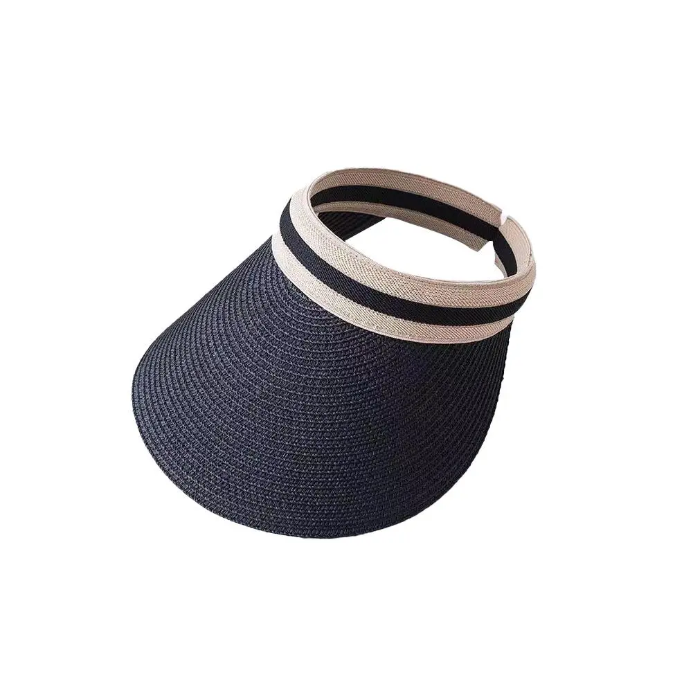 Summer Empty Straw Hat Straw Headband Hat Opening Adjustable Grass Sunshade Korean Woven Version Sunblock Travel W3M1
