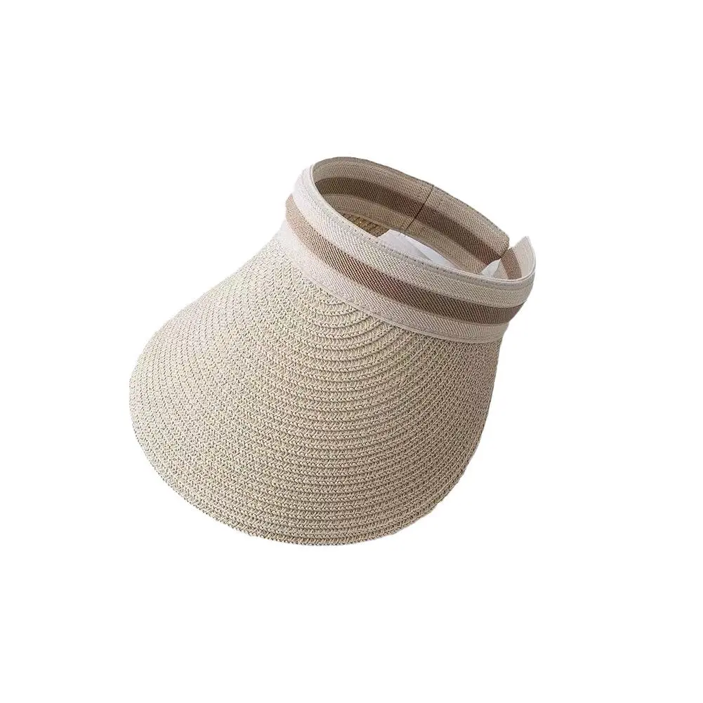Summer Empty Straw Hat Straw Headband Hat Opening Adjustable Grass Sunshade Korean Woven Version Sunblock Travel W3M1