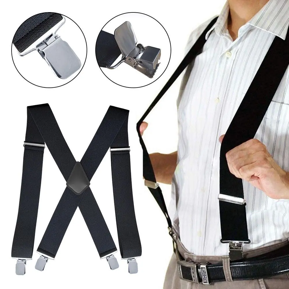 5.0cm Three-clip Extended Suspenders Men's Suspenders Are Convenient For Work Suspenders Widened Extended Suspenders Wholes S6Y8