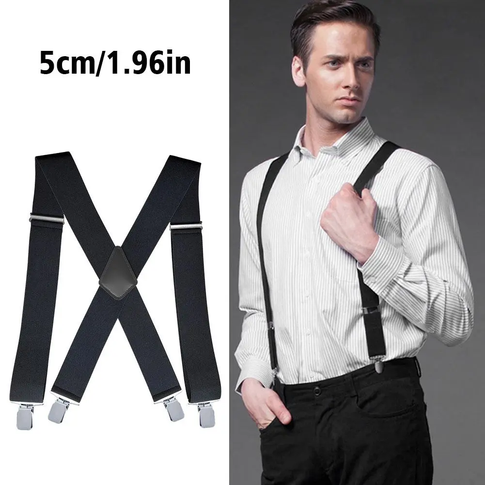 5.0cm Three-clip Extended Suspenders Men's Suspenders Are Convenient For Work Suspenders Widened Extended Suspenders Wholes S6Y8