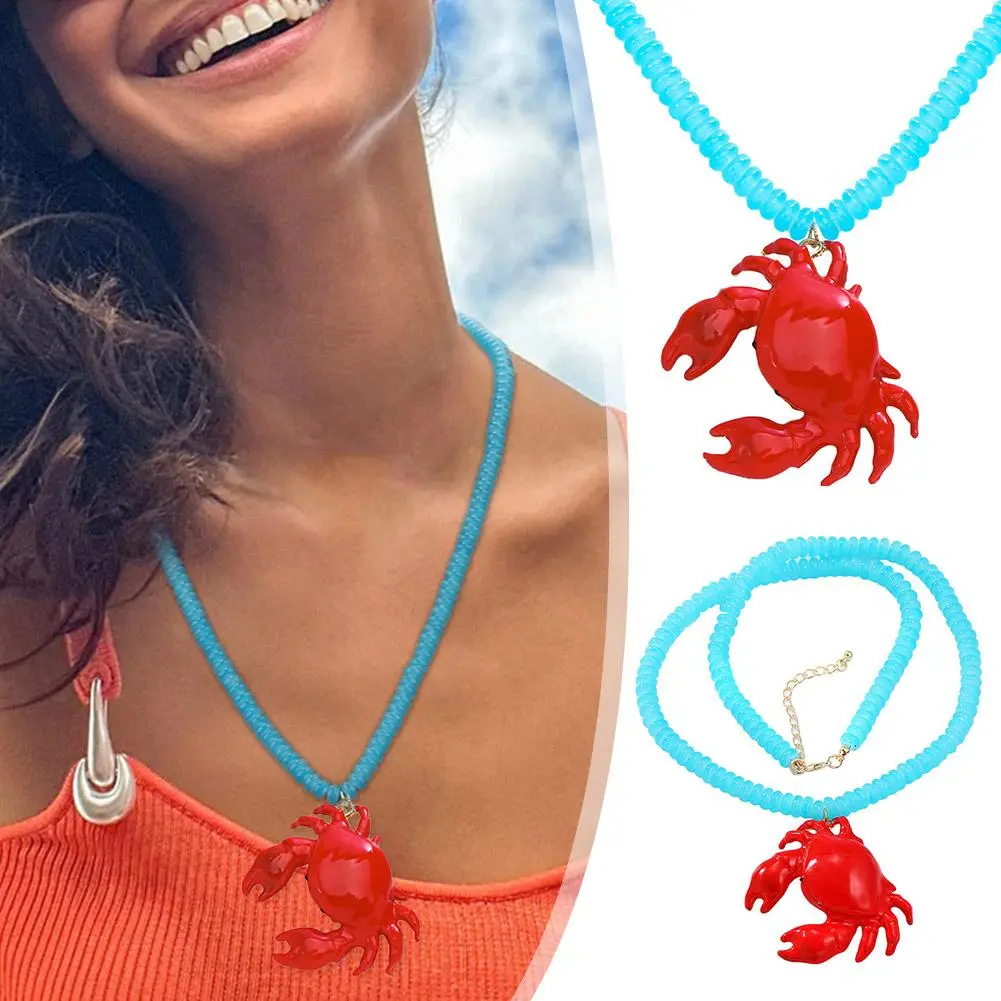 NEW High-end Handmade Acrylic Beads Chains Choker Red Pendant Trend Party Accessories Collar Jewelry Necklaces Beach 2024 C E0W5