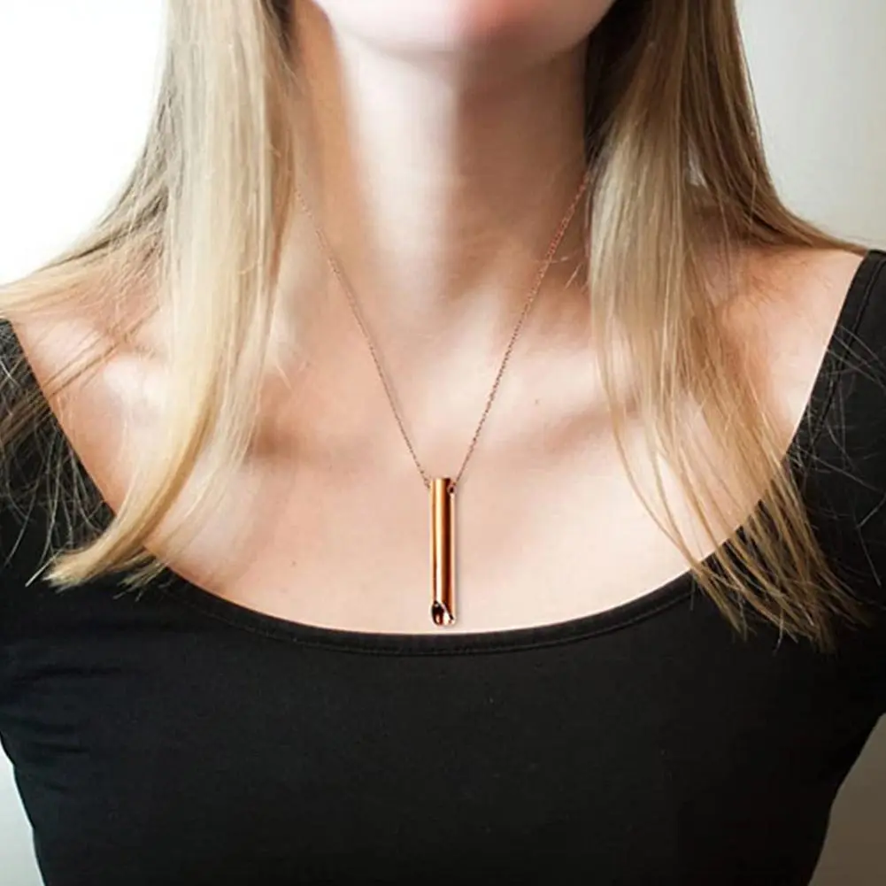 Stainless Steel Mindfulness Breathing Necklace for Women Men Relief Anxiety Pendant Stress Panic Attack Relief Meditation Tool