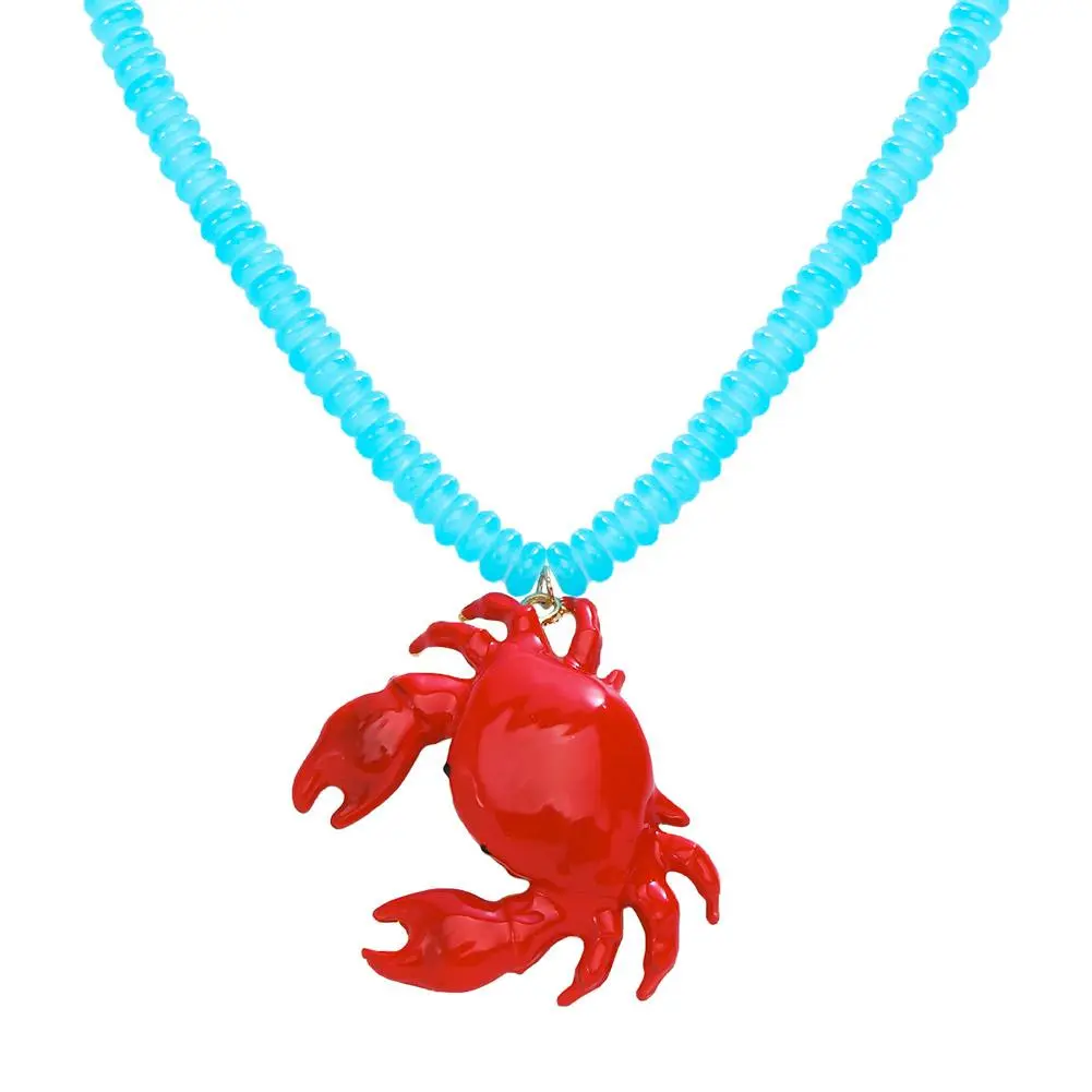 NEW High-end Handmade Acrylic Beads Chains Choker Red Pendant Trend Party Accessories Collar Jewelry Necklaces Beach 2024 C E0W5