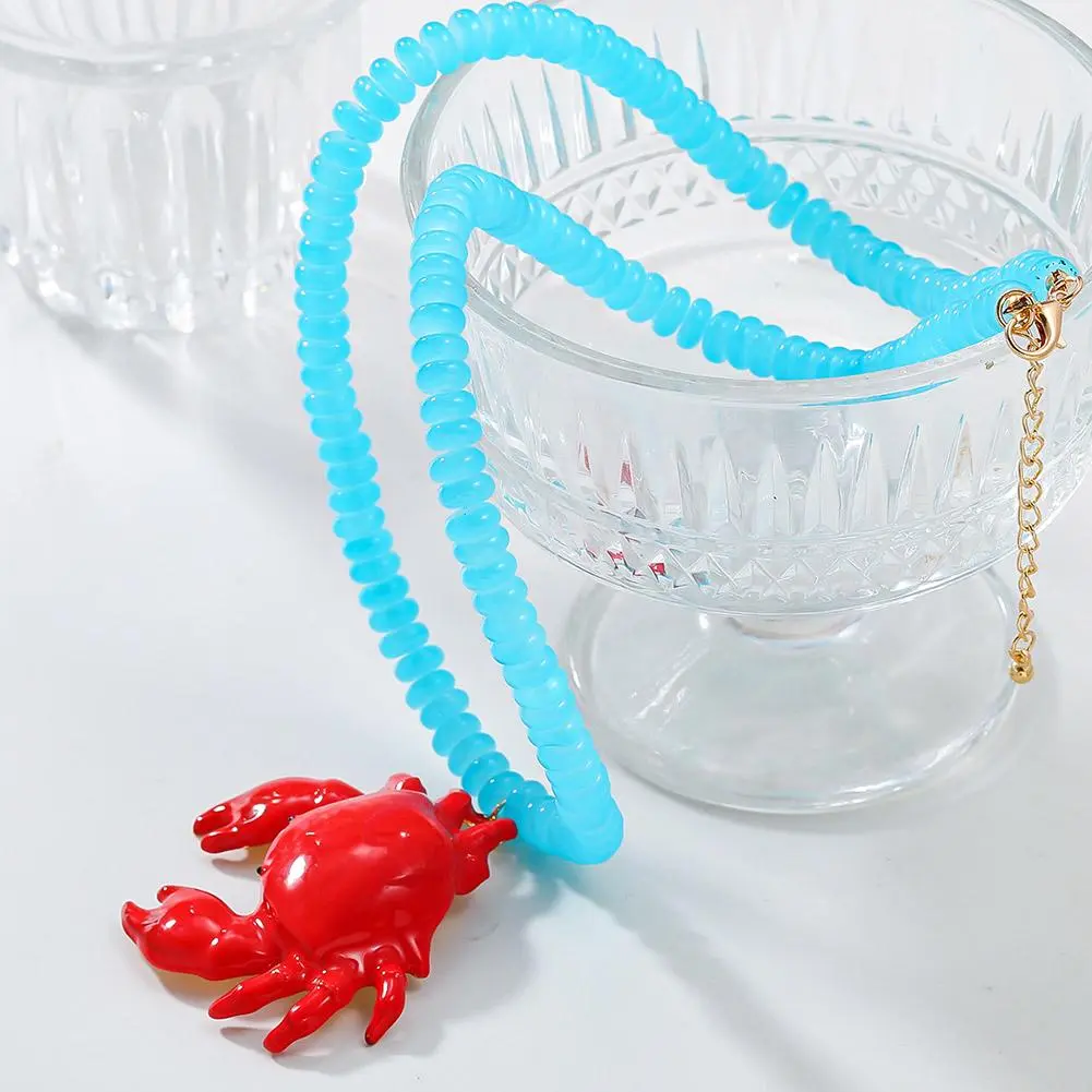 NEW High-end Handmade Acrylic Beads Chains Choker Red Pendant Trend Party Accessories Collar Jewelry Necklaces Beach 2024 C E0W5