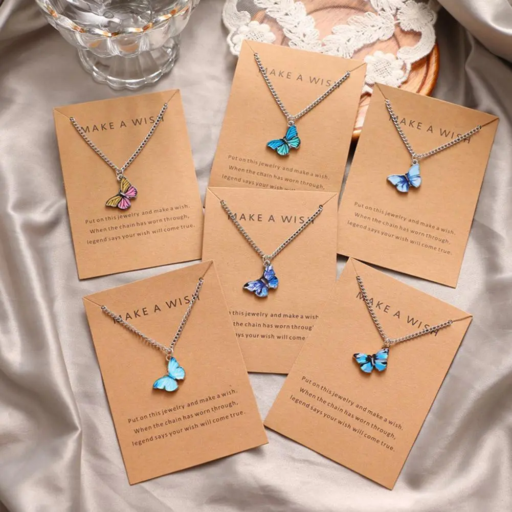 Fashion Women Necklace Korea Style New Butterfly Pendant Necklace Gift For Girl Cute Lovely Neck Jewelry Wholesale