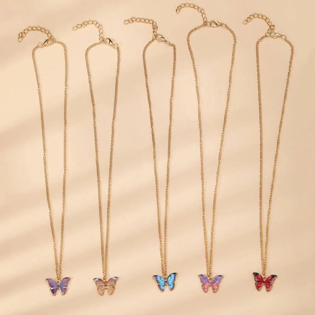 Fashion Women Necklace Korea Style New Butterfly Pendant Necklace Gift For Girl Cute Lovely Neck Jewelry Wholesale