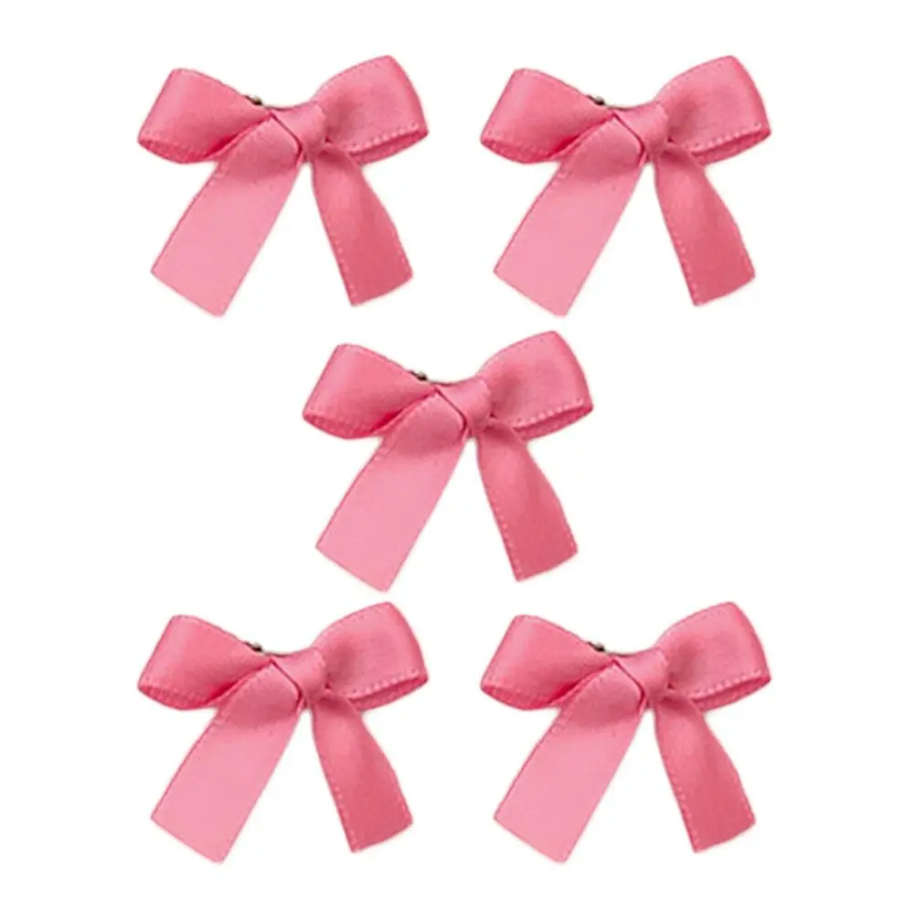5Pcs/Lot Girls Pink Ribbon Bow Hair Clips Cute Bowknot Hairpin Small Barrettes Snap Clip For Women Fashion Accessories
