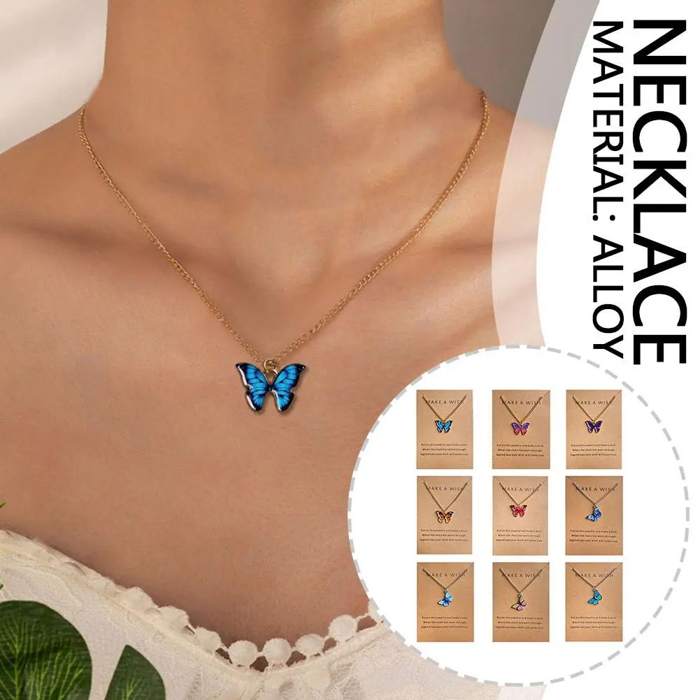 Fashion Women Necklace Korea Style New Butterfly Pendant Necklace Gift For Girl Cute Lovely Neck Jewelry Wholesale